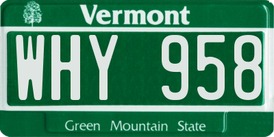 VT license plate WHY958