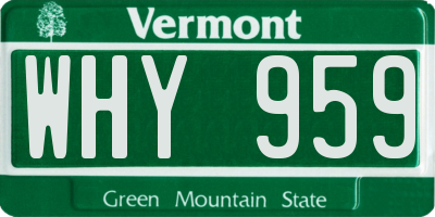 VT license plate WHY959