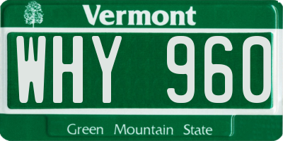 VT license plate WHY960