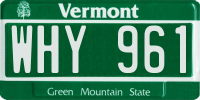 VT license plate WHY961