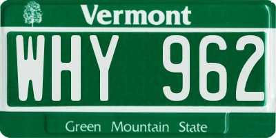 VT license plate WHY962