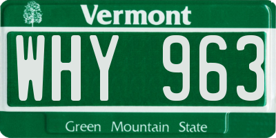 VT license plate WHY963