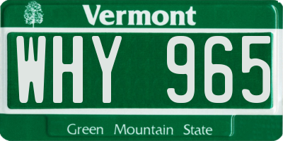 VT license plate WHY965