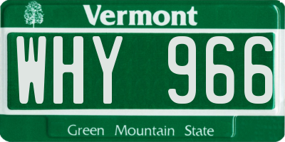 VT license plate WHY966