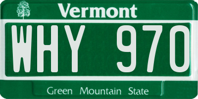 VT license plate WHY970