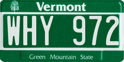 VT license plate WHY972
