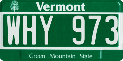 VT license plate WHY973