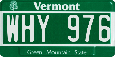 VT license plate WHY976