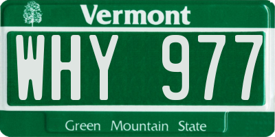 VT license plate WHY977
