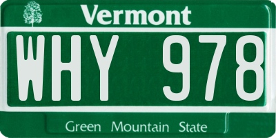 VT license plate WHY978