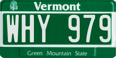 VT license plate WHY979