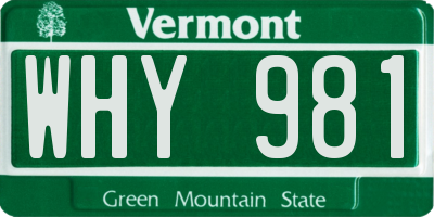 VT license plate WHY981