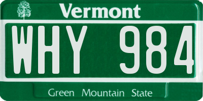 VT license plate WHY984
