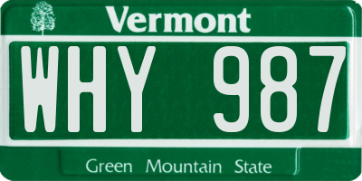 VT license plate WHY987