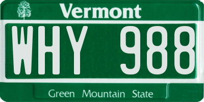 VT license plate WHY988
