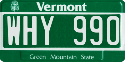 VT license plate WHY990