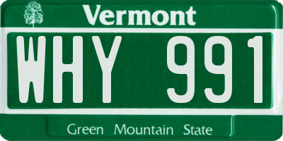 VT license plate WHY991
