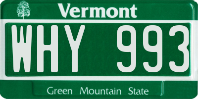 VT license plate WHY993
