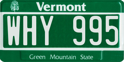 VT license plate WHY995