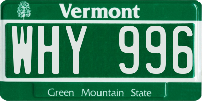 VT license plate WHY996