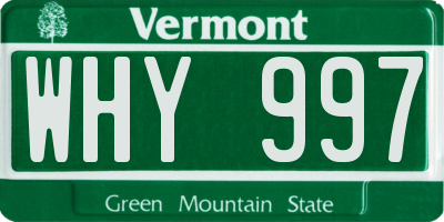 VT license plate WHY997