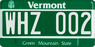VT license plate WHZ002