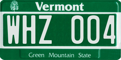 VT license plate WHZ004