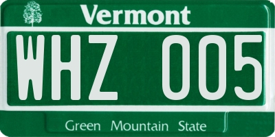 VT license plate WHZ005