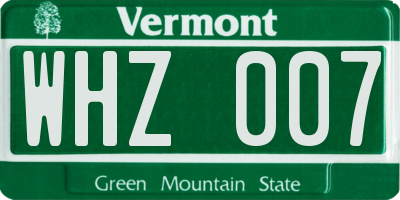 VT license plate WHZ007