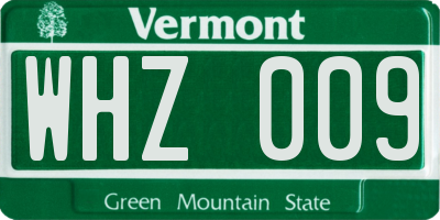 VT license plate WHZ009