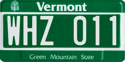 VT license plate WHZ011