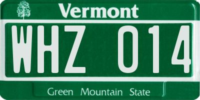 VT license plate WHZ014