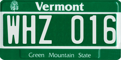 VT license plate WHZ016