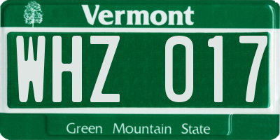VT license plate WHZ017