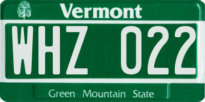 VT license plate WHZ022