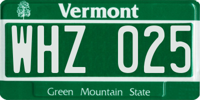 VT license plate WHZ025