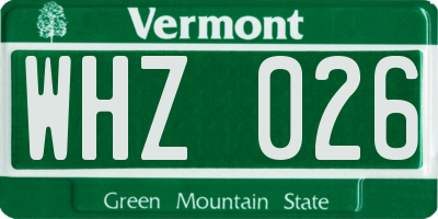 VT license plate WHZ026