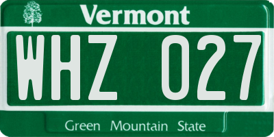 VT license plate WHZ027