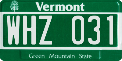 VT license plate WHZ031