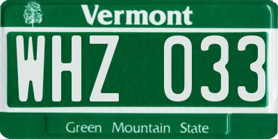 VT license plate WHZ033