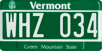VT license plate WHZ034