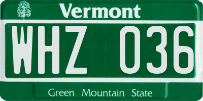 VT license plate WHZ036