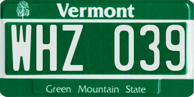 VT license plate WHZ039