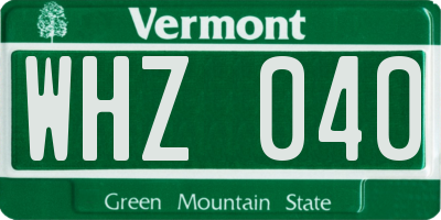 VT license plate WHZ040