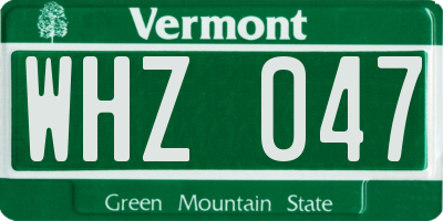 VT license plate WHZ047