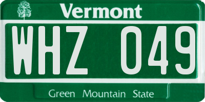 VT license plate WHZ049