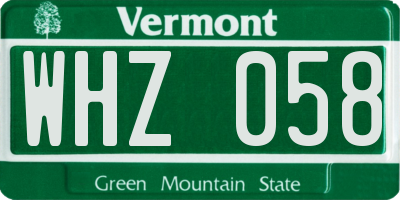 VT license plate WHZ058