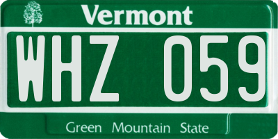 VT license plate WHZ059