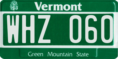 VT license plate WHZ060
