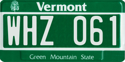 VT license plate WHZ061